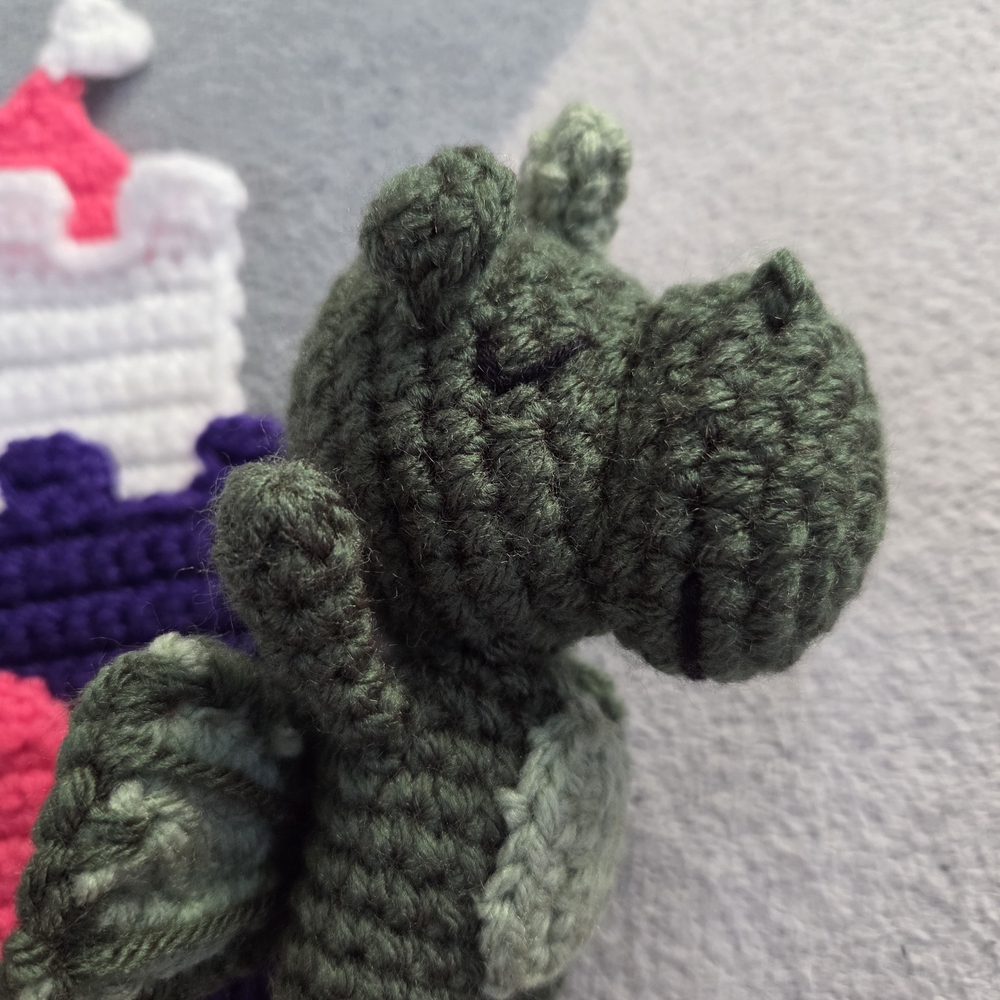 Handmade Castle and Dragon Crochet Set - Purple, Pink, Green - Picture 3 of 5